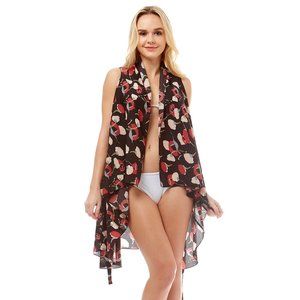 LOF Vibrant Abstract Floral Pattern Beach Cover Up